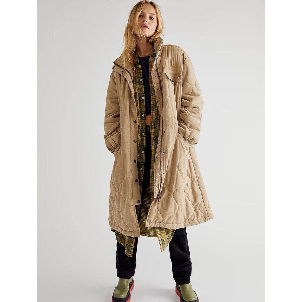 Free People Be Me Quilted Parka Size L Boho Gorpcore Granola Outdoor Utility